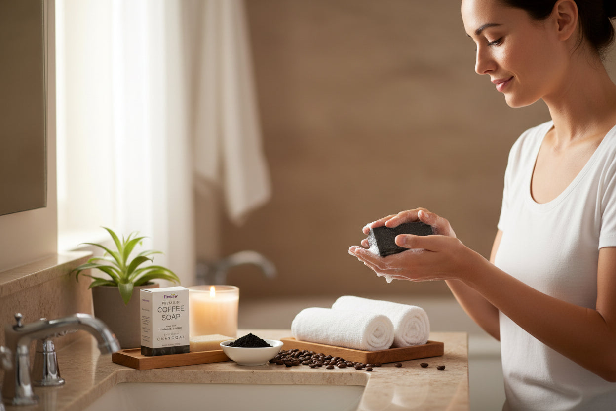 Activated Charcoal Coffee Soap Bar - handmade detoxifying soap